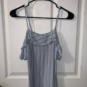 Striped cold shoulder tank top